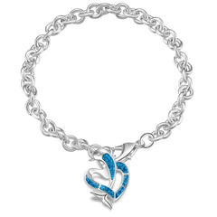 Charm Summer Dolphin Turtle Bracelet Blue Opal Silver Color Hand Chain Beach Jewelry Bracelet Femme Bijoux